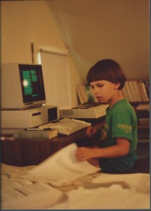 The author at work on his computer, ca 1987. Photo by Beate Popkin